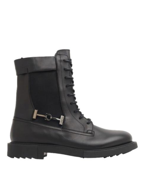 FERRAGAMO Salvatore Ferragamo Men's Black Leather Combat Boots