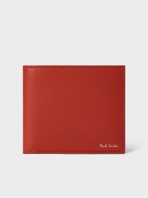 Paul Smith Brick Red Leather 'Signature Stripe' Interior Billfold And Coin Wallet