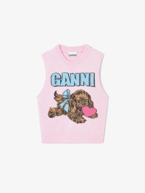GANNI PINK PUPPY WOOL VEST