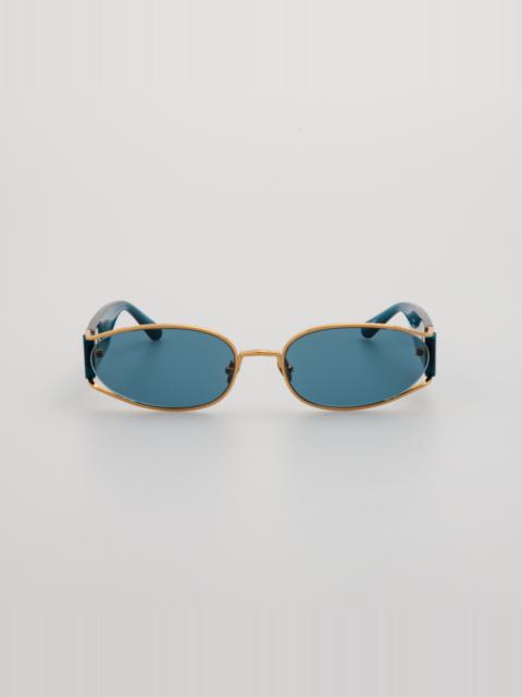LINDA FARROW Shelby Sunglasses in Aqua