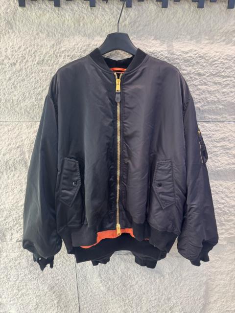 BALENCIAGA Balenciaga Men's Double Sleeve Nylon Bomber Jacket in Black