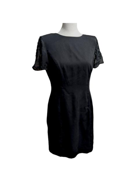 Other Designers Vintage Dawn Joy Beaded Ribbon Black Short Sleeve Midi Dress Size 3/4