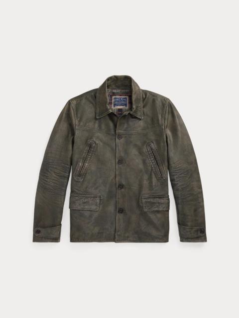 RRL by Ralph Lauren Indigo Leather Car Coat
