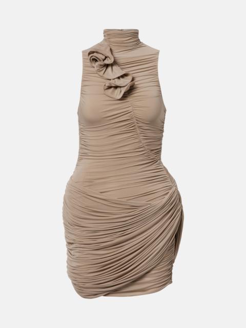 MAGDA BUTRYM Floral-appliqué ruched minidress