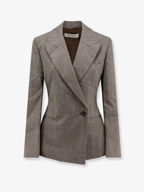 RÓHE Rohe Hourglass Shaped Wool Blend Blazer Beige