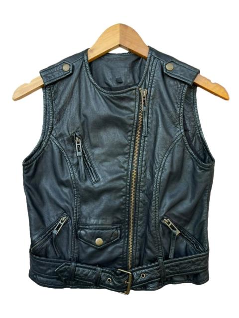 Other Designers Japanese Brand - Black Biker Leather Multipocket Gothic Leather Vest Jacket