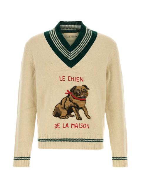 Valentino Valentino Garavani Men Beige Wool Sweater