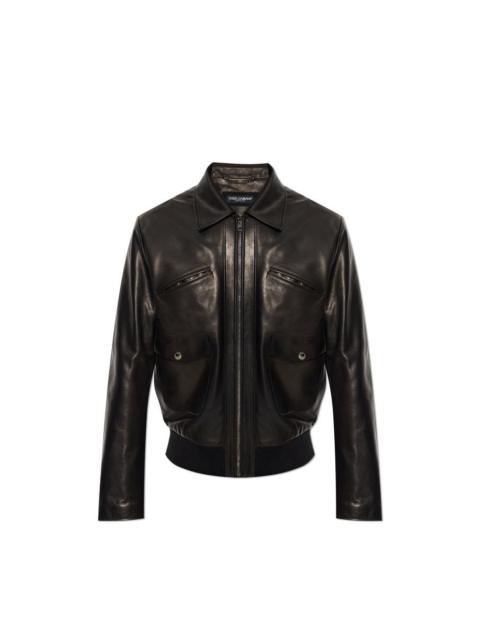Dolce & Gabbana DOLCE & GABBANA Black Leather Jacket New & Authentic (Men's