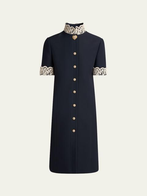 Valentino Embellished Lace-Trim Dress