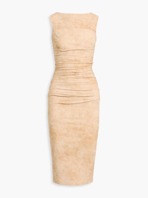 Other Designers Koyo ruched printed stretch-jersey midi dress