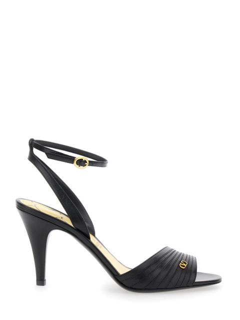 Valentino Garavani Women 'Ladycrush' Black Pumps With Vlogo On The Front And Ankle Closure In Leathe