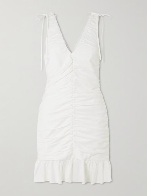 KIKA VARGAS Kath Ruched Twill Mini Dress