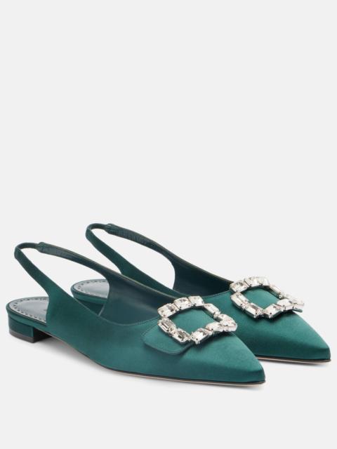 Manolo Blahnik Mayjou satin slingback flats