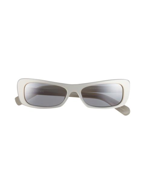 JACQUEMUS Jacquemus The Capri Rectangular Sunglasses in Metallic Pearl/Silver/Grey at Nordstrom
