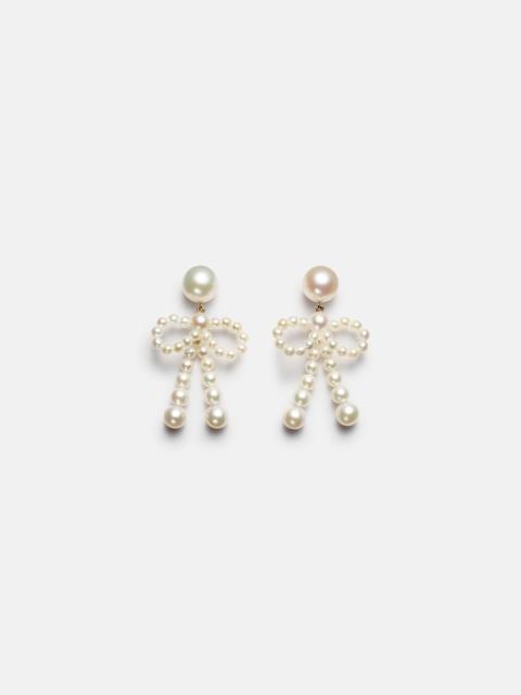 SOPHIE BILLE BRAHE Bow 14kt gold drop earrings with freshwater pearls