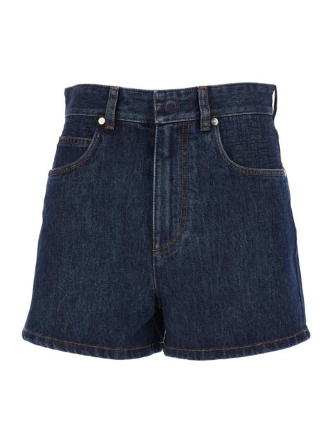 FENDI Fendi Women Blue Shorts With Logo Patch On The Rear In Denim Woman