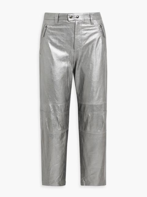Brunello Cucinelli Cropped metallic leather tapered pants