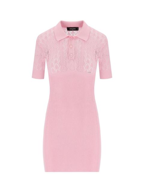 Dsquared2 Pink Openwork Knitted Dress