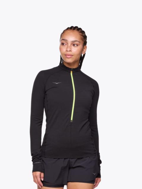 HOKA Women's BaseZip Long Sleeve Shirt in Black