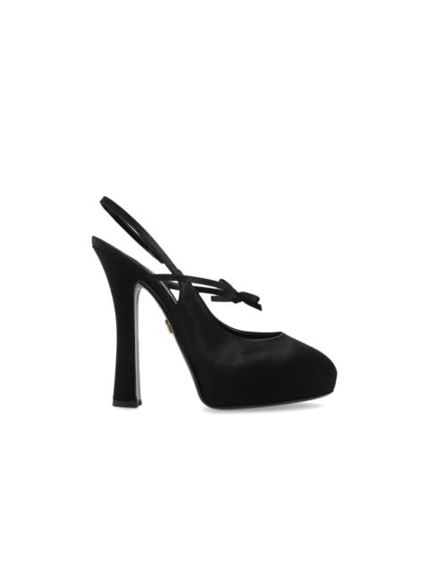 Dolce & Gabbana DOLCE&GABBANA Platform Black Satin 145mm Heel Sandals New &