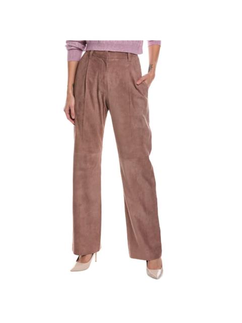 Brunello Cucinelli Brunello Cucinelli Old Pink Leather Wide-Leg Trousers