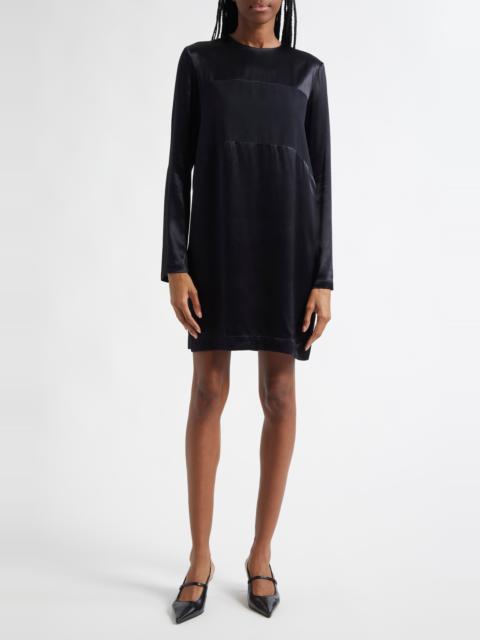 EMPORIO ARMANI Emporio Armani Long Sleeve Mixed Media Shift Dress in Black at Nordstrom