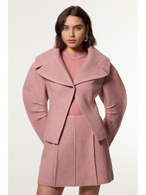 KAREN MILLEN Textured Wool Blend Darted Tailored Mini Skirt