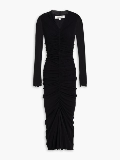 DIANE VON FURSTENBERG Alabama ruched stretch-mesh midi dress