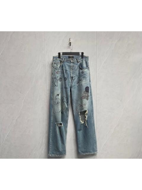Balenciaga Diamond Graffiti Logo Jeans