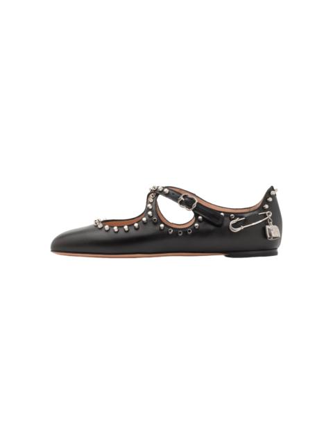Other Designers Ben Baller - BALLY Black Leather Mary-Jane Ballerina Flats NWT