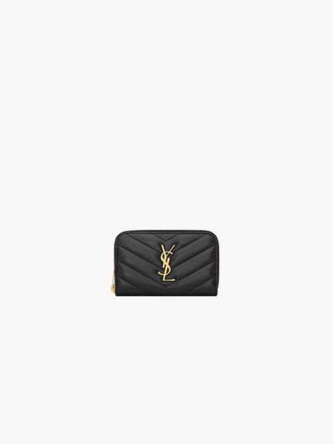 SAINT LAURENT CASSANDRE MATELASSÉ COIN CARD WALLET IN LAMBSKIN