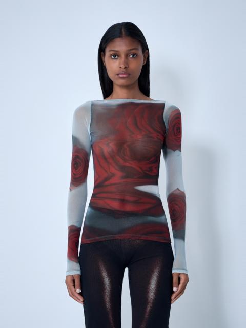 Jean Paul Gaultier Blurry Roses Mesh Tank Top