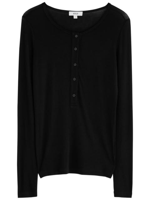 Agolde Faustine Henley Stretch-jersey top