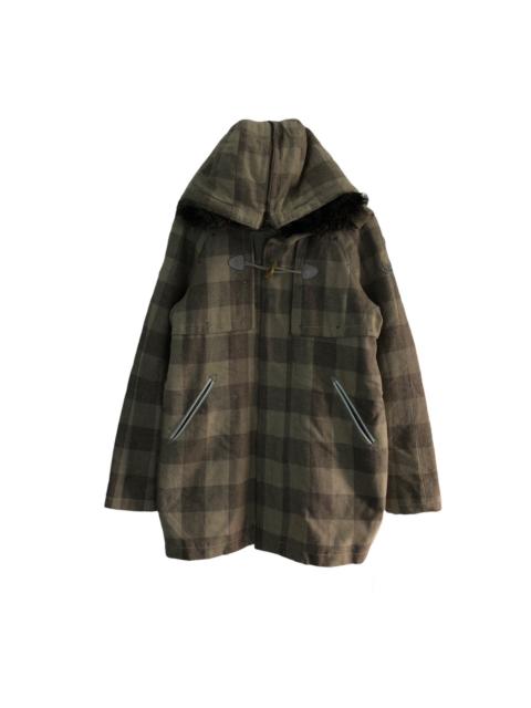 Other Designers Japanese Brand - VINTAGE DIESEL JACKET TARTAN DESIGN MINK FUR HOODIE