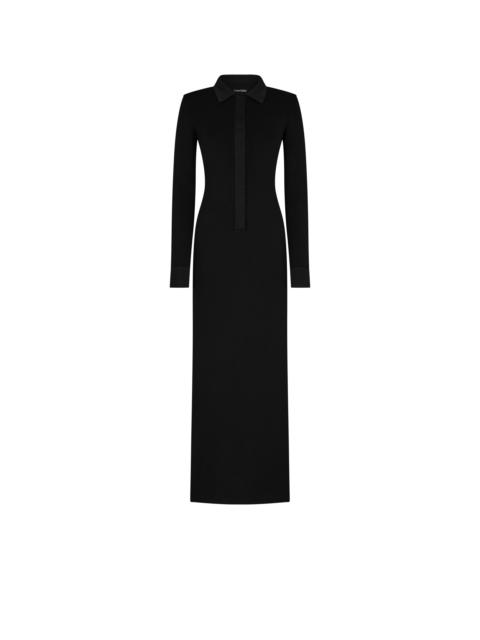 TOM FORD FULL NEEDLE STRETCH WOOL POLO MAXI DRESS