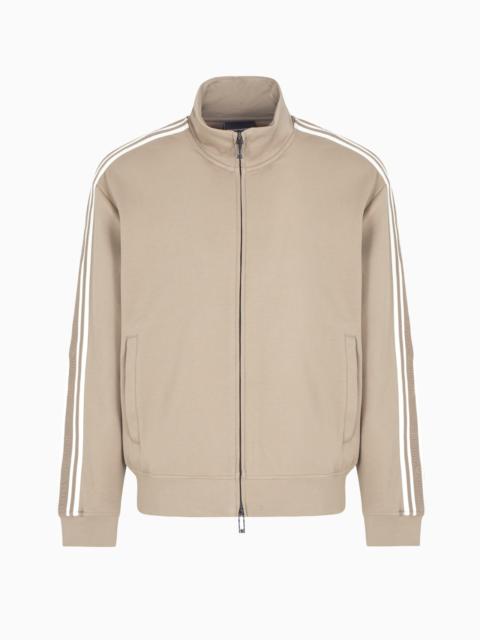 EMPORIO ARMANI FULL-ZIP SWEATSHIRT IN JERSEY WITH LOGO BANDS