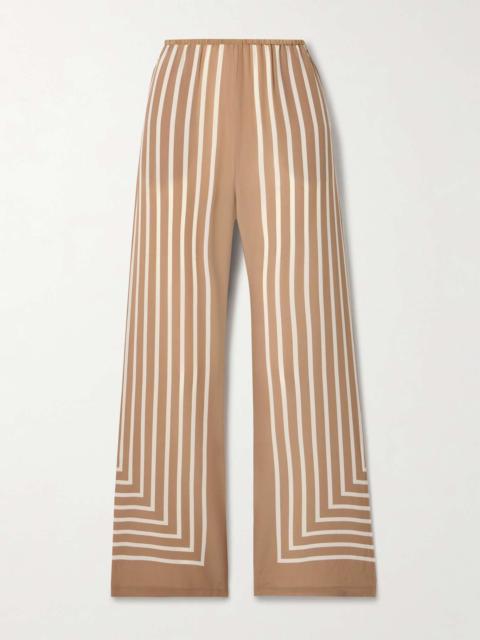 Striped silk-crepe wide-leg pants