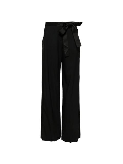 satin bow wide-leg trousers