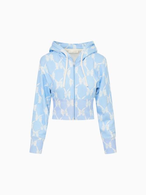 LoveShackFancy Arienne Cropped Bow Print Hoodie