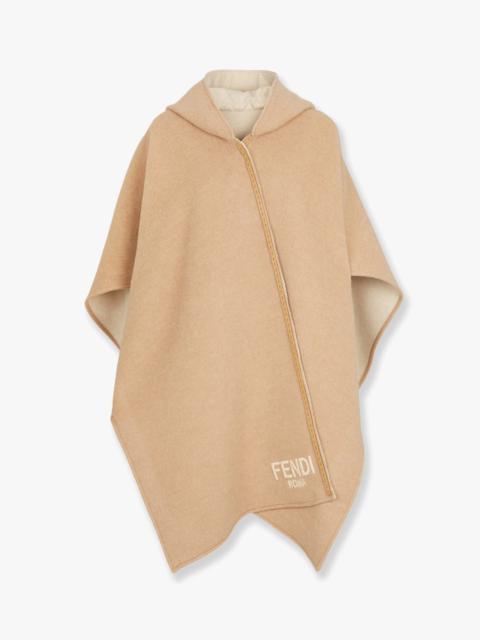 FENDI Fendi Wool And Cashmere Poncho With Leather Profiles