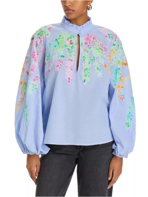 ESSENTIEL ANTWERP Printed Mandarin Collar Blouse
