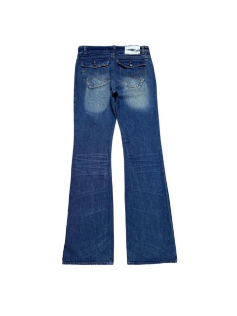 Other Designers Le Grande Bleu (L.G.B.) - Xfrm Acid Wash Denim Flare Jeans Studded