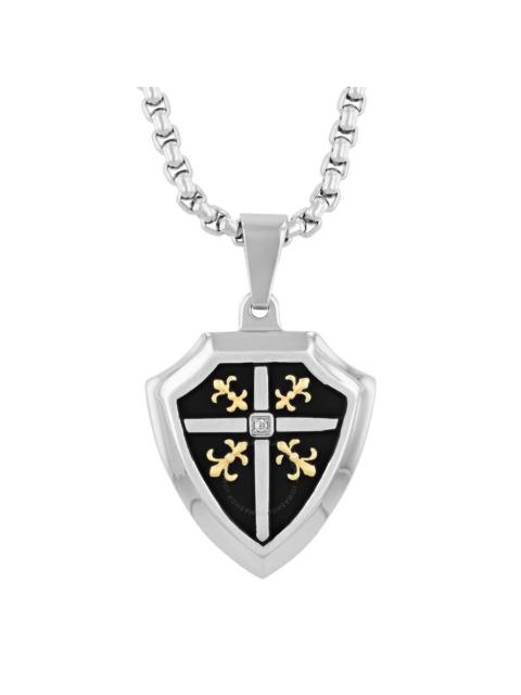 Other Designers Robert Alton Diamond Accent Stainless Steel with Black Finish Shield Pendant