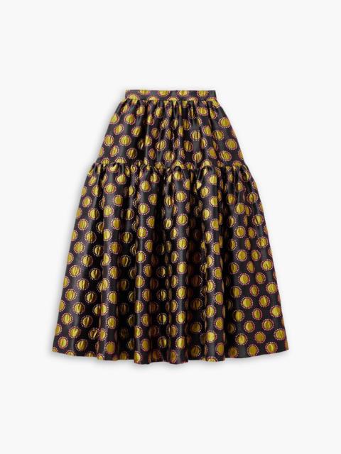 Other Designers Oscar tiered metallic jacquard skirt