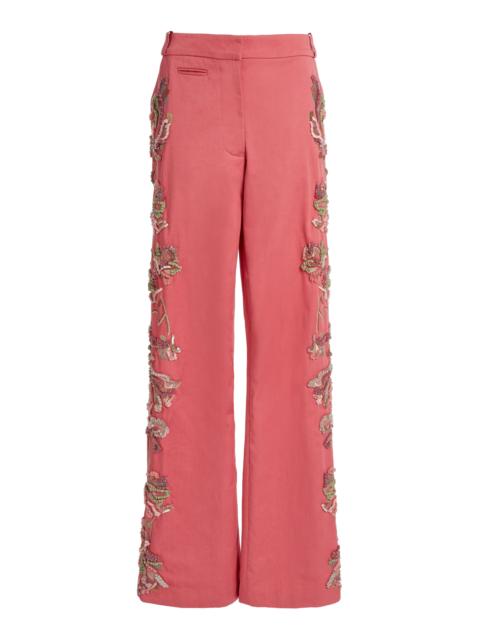 CHRISTOPHER ESBER Duke Embellished Cotton Chino Wide-Leg Pants pink