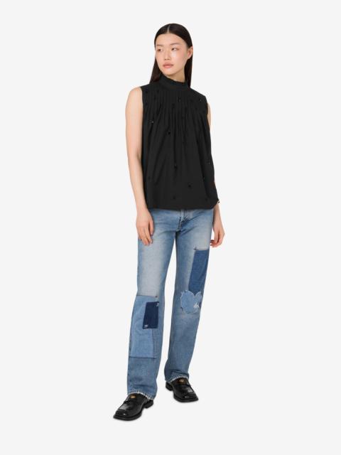 Moschino EMBROIDERED COTTON POPLIN TOP