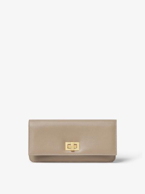 FENDI Fendi Way Continental Dove gray and light blue leather wallet