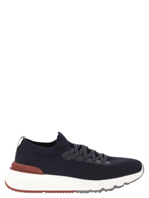 Brunello Cucinelli Brunello Cucinelli Men Runners In Cotton Knit And Semi-Glossy Calf Leather
