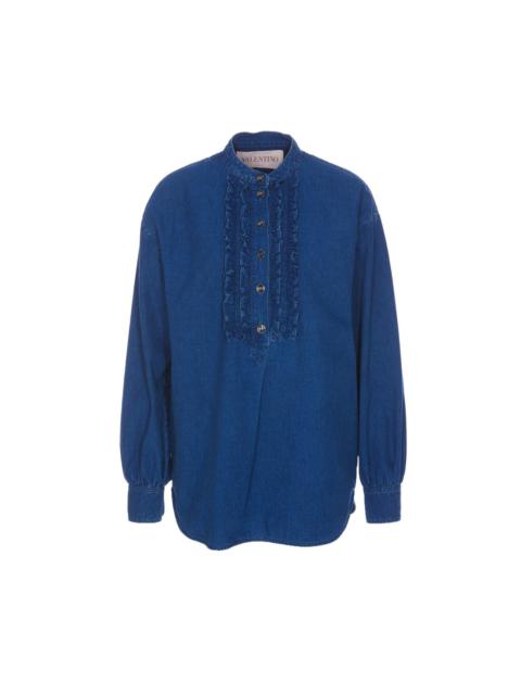 Valentino Valentino Garavani Women Denim Shirt With Ruches