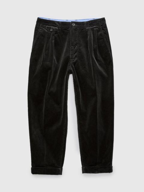 BEAMS PLUS 2-Pleat Corduroy Trousers in Charcoal Grey